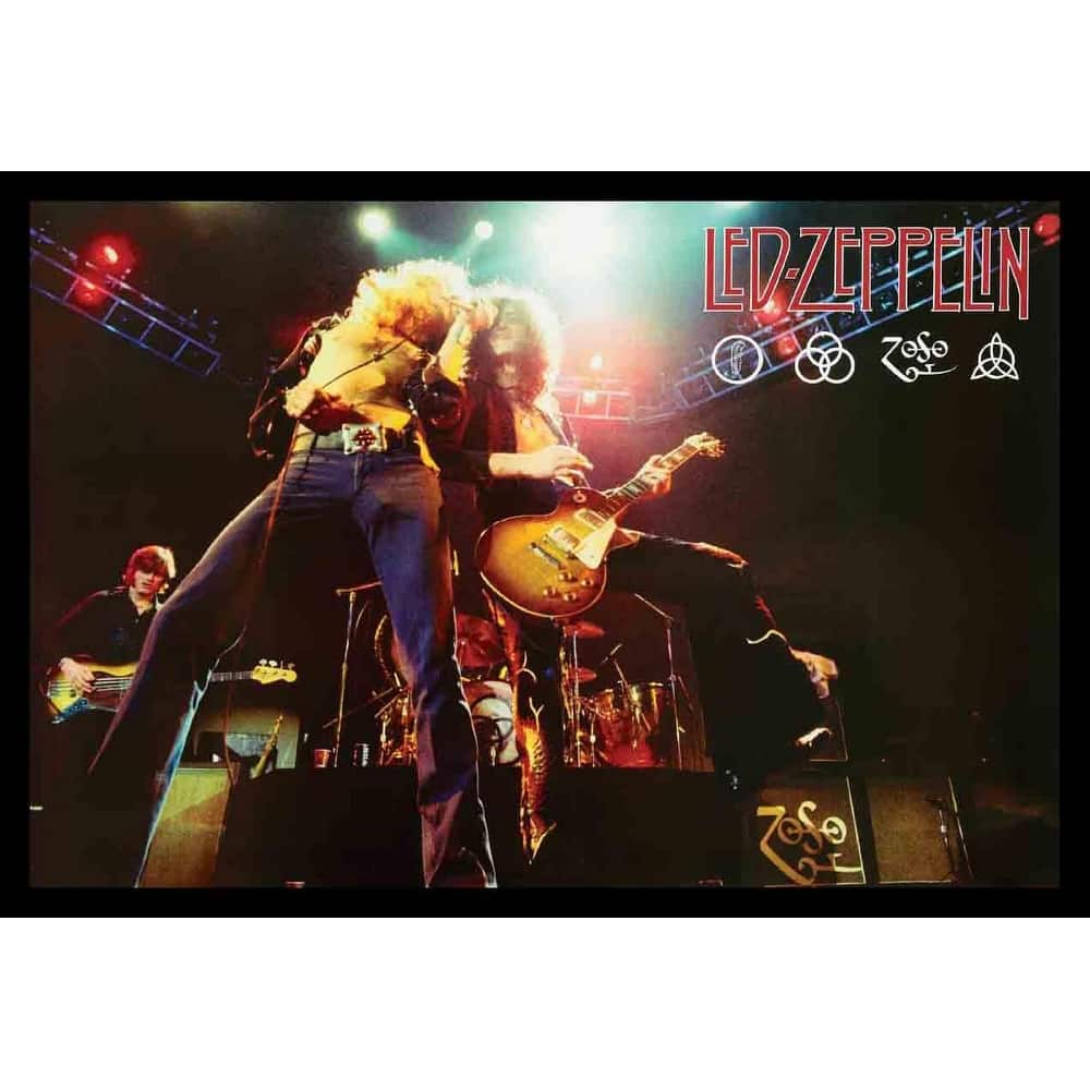 Led Zeppelin On Stage Framed Poster - 24 x 36 Inch