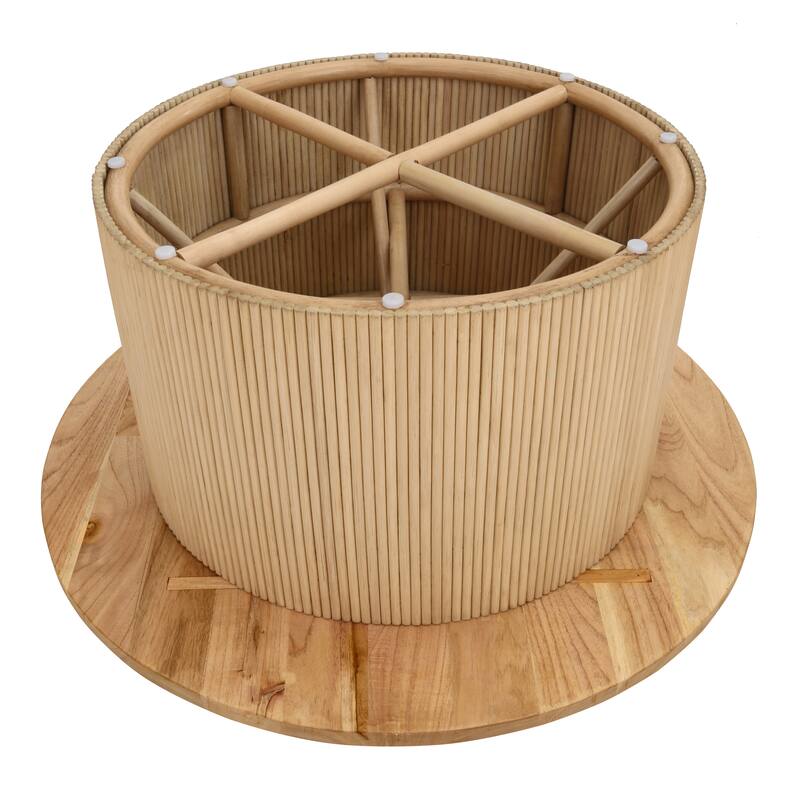 NPD Furniture Kiefer Rattan End Table or Coffee table with Wood Top
