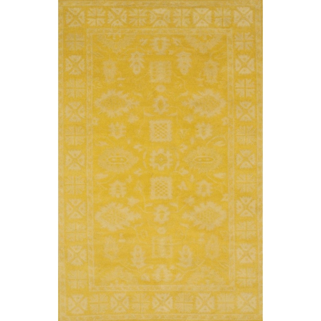 Hand-tufted Wool Yellow Traditional Oriental Overdyed Rug - 4' x 6'