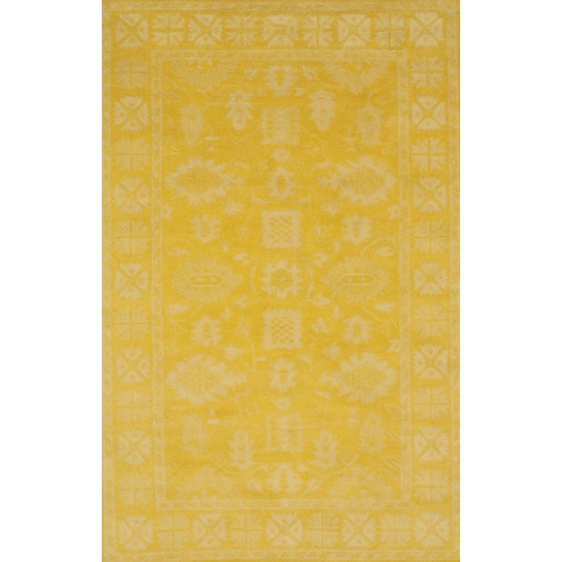 Hand-tufted Wool Yellow Traditional Oriental Overdyed Rug