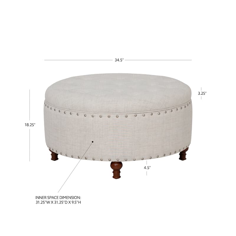 Madeleine Round Storage Ottoman Natural