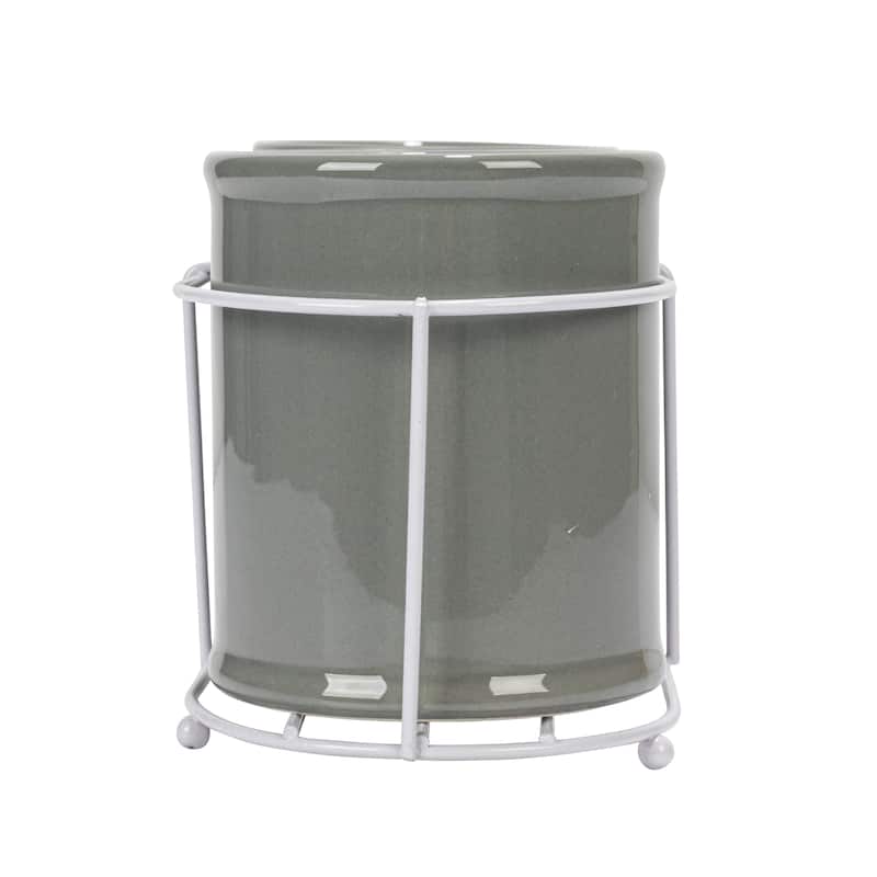Ceramic Crocks in Metal Holder