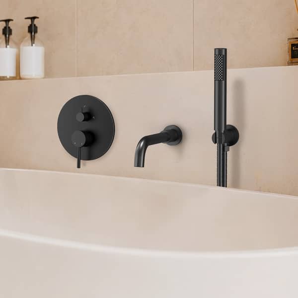 slide 2 of 42, Wall Mounted Tub Faucet with Hand Shower Tub Filler Faucet Set