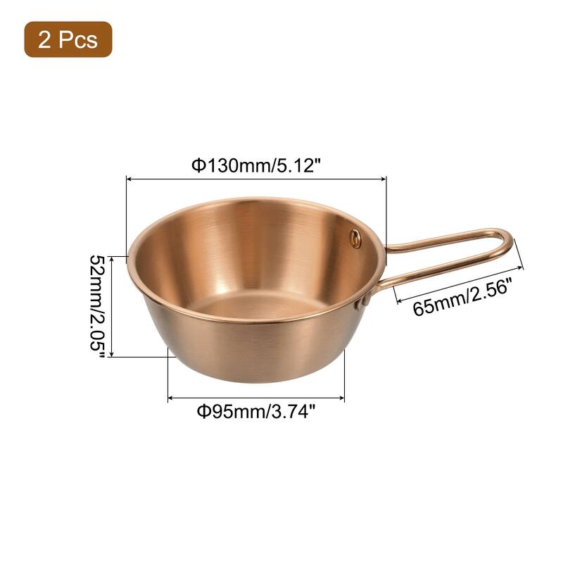 2 Pcs Korean Traditional Wine Bowls, Stainless Steel Rice Wine Cup - Rose Gold - 5.12 Inch