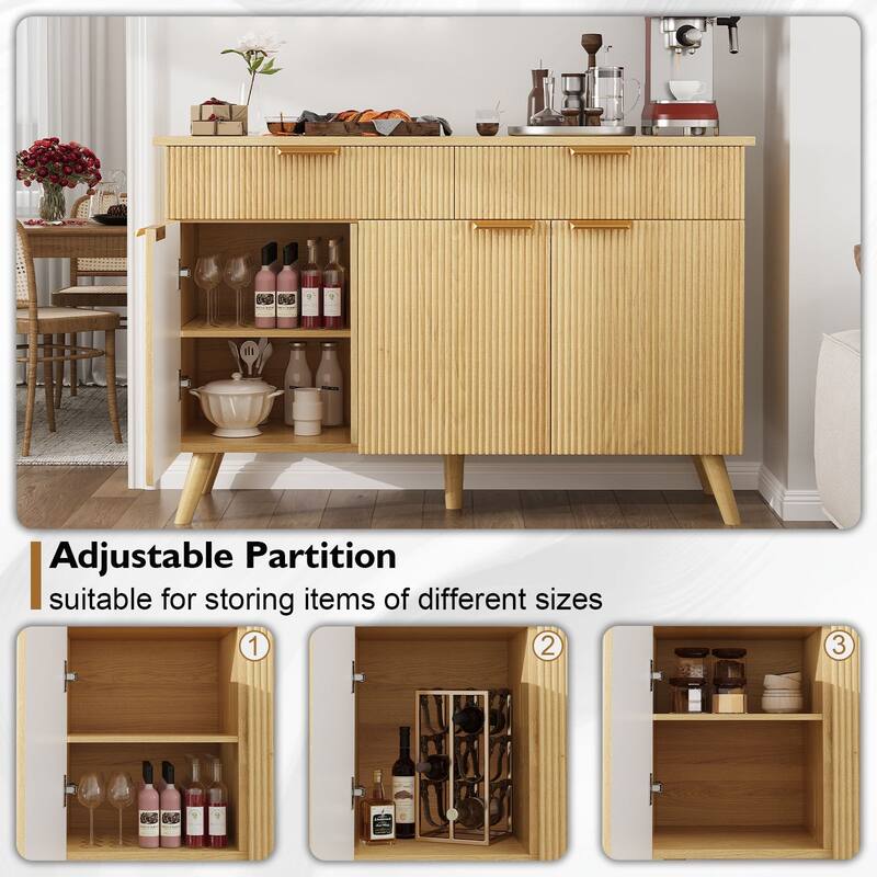 Gymojoy Sideboard Buffet Cabinet Storage, Modern Buffet with 3 Doors & 2 Drawers, Adjustable Shelves for Kitchen, Living Room