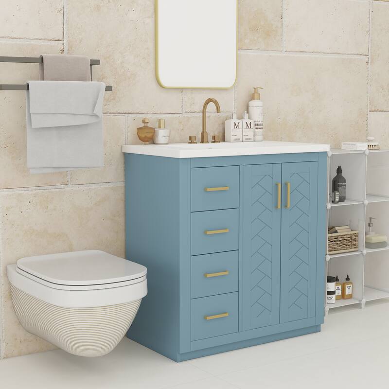 30" Bathroom Vanity with Ceramic Sink