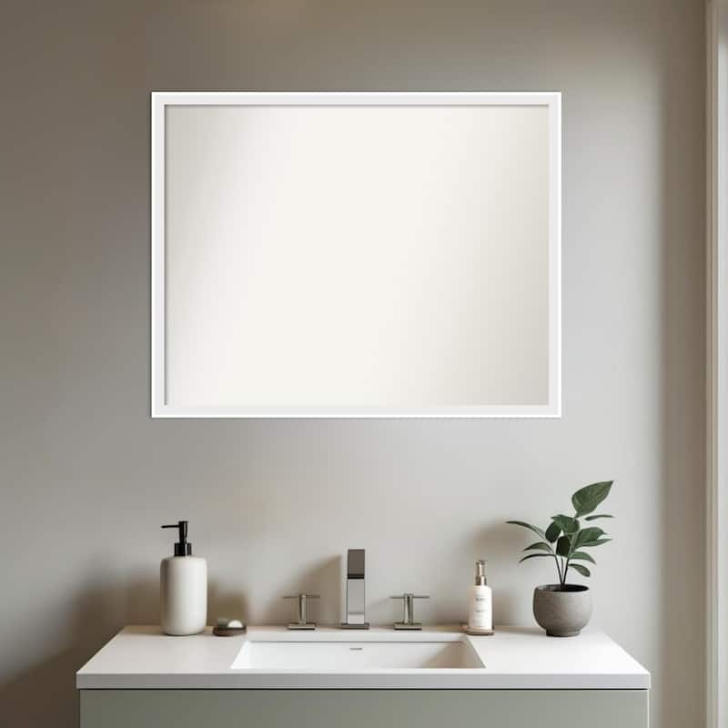 Incline Non-Beveled Wood Framed Bathroom Vanity Wall Mirror