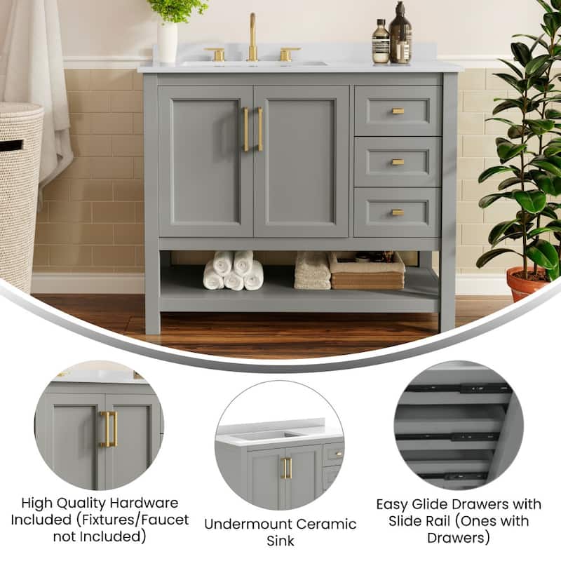 Bathroom Vanity with Sink, Open Storage, and Storage Drawers