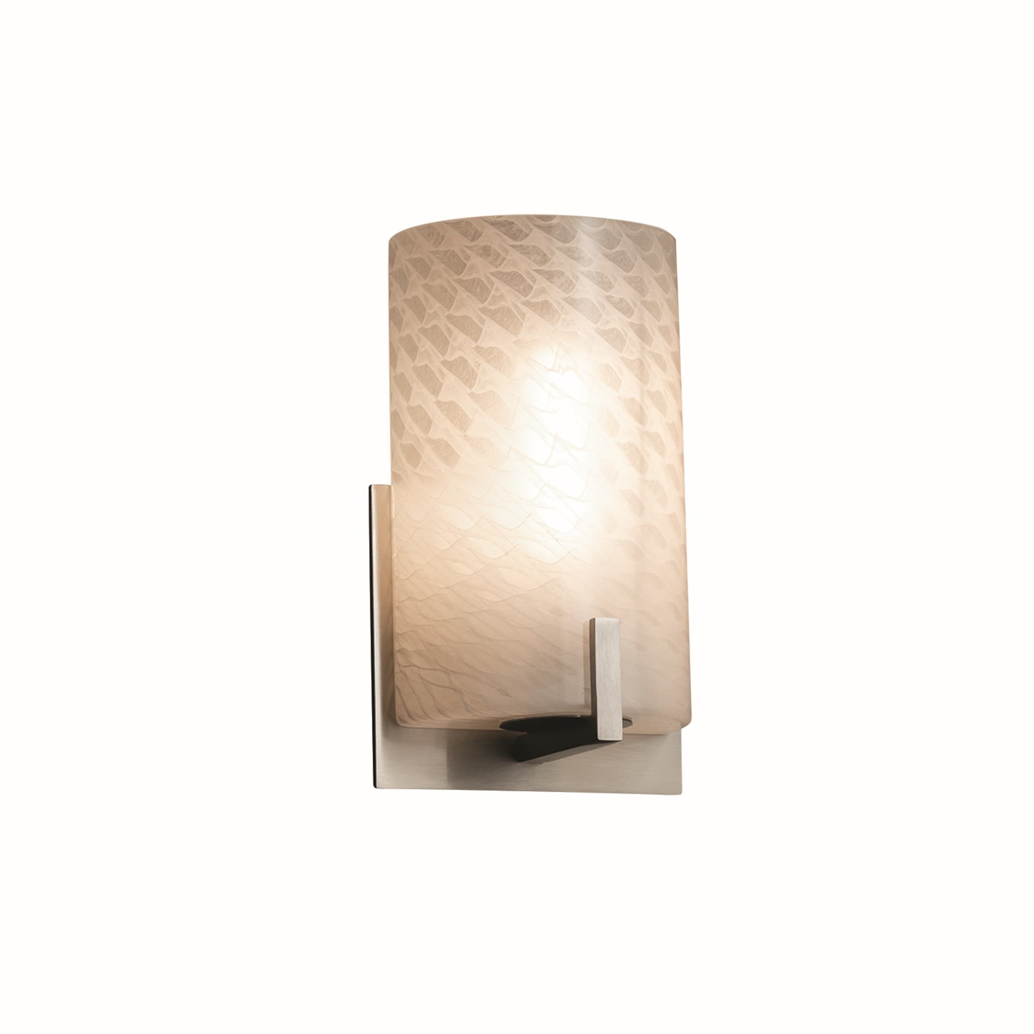 Justice Design Fusion Century 1-light Brushed Nickel ADA Wall Sconce, Weave Shade