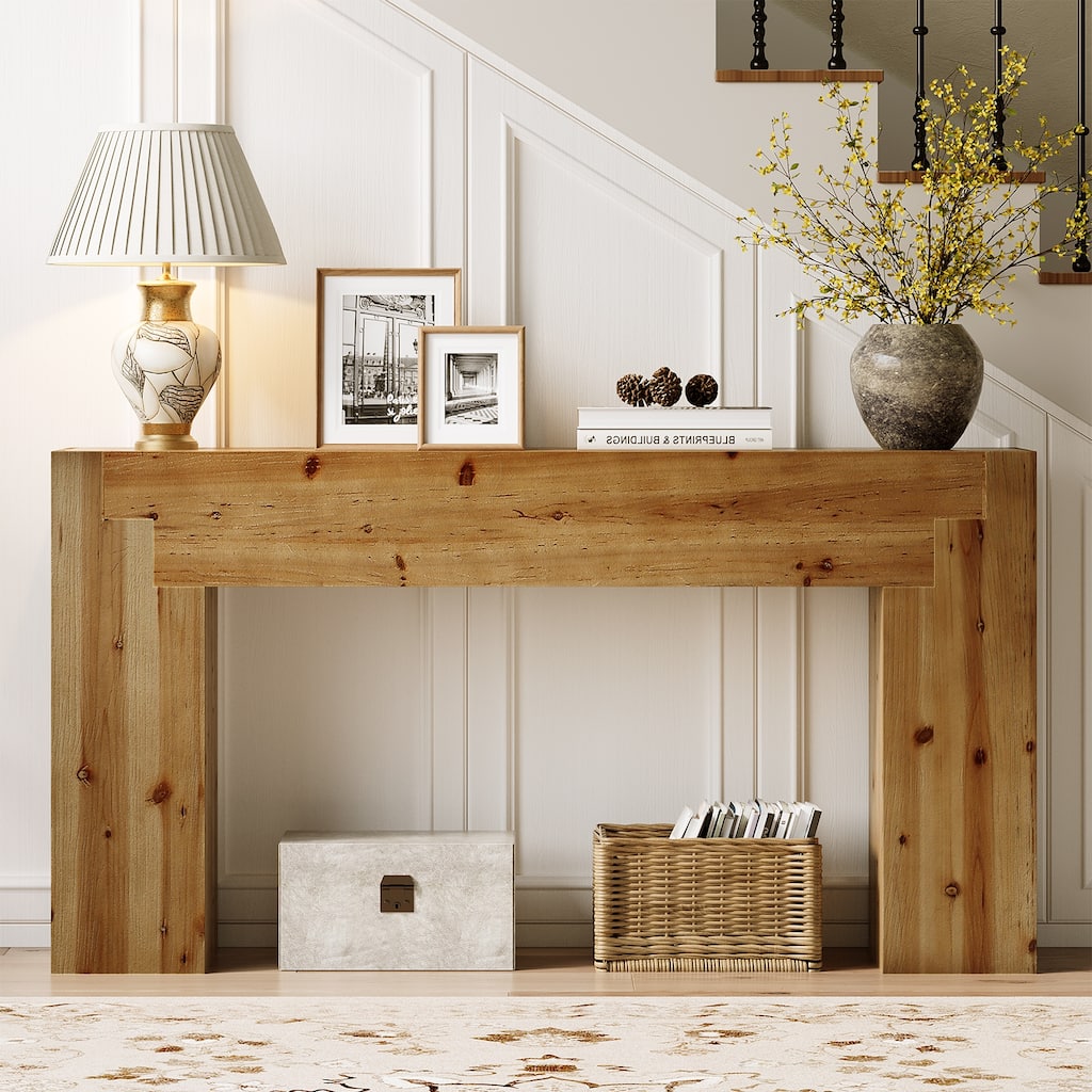 62.99-Inch Solid Wood Console Table for Living Room