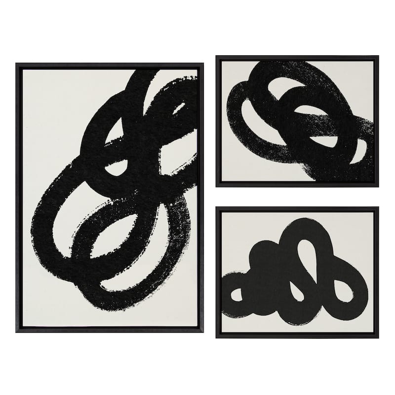 Kate and Laurel Sylvie Path Framed Canvas by Rocket Jack - Black - 3 Piece