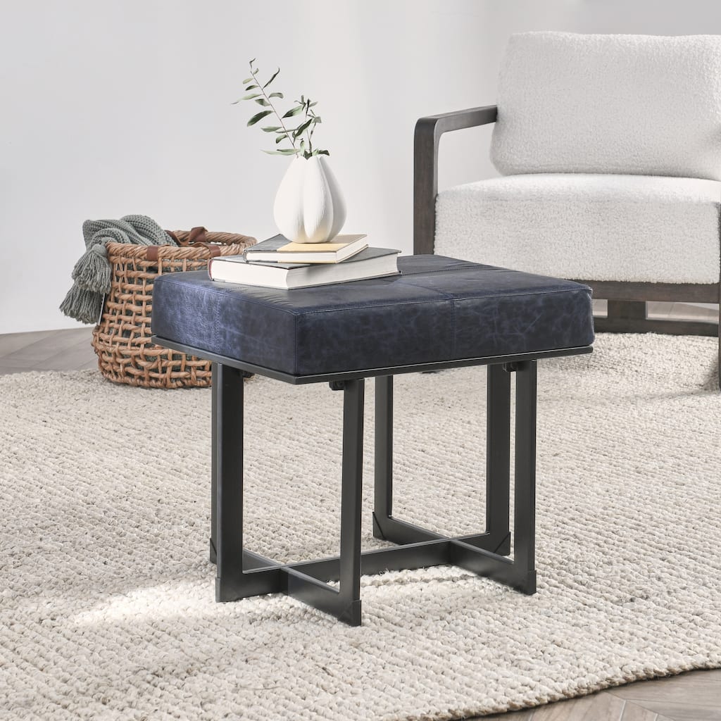 Classic Home Calvin Leather Stool