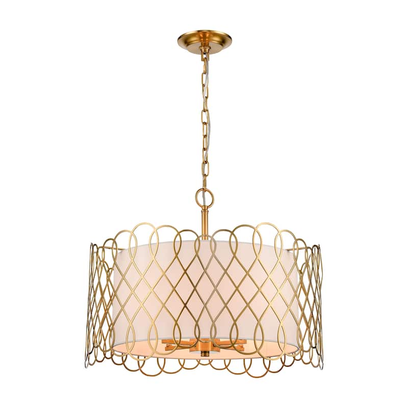 Elk Home Harp Lane Satin Brass With White Shade 4 Light Pendant