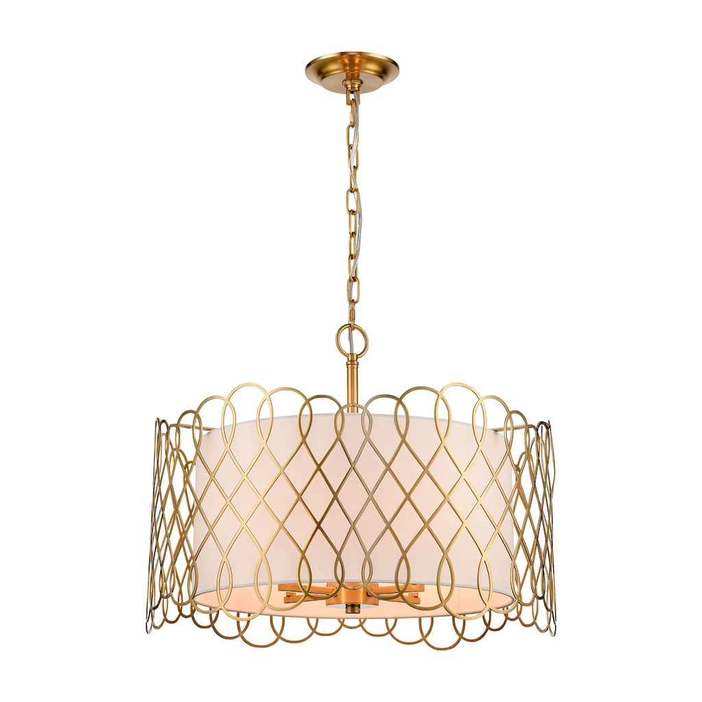 Elk Home Harp Lane Satin Brass With White Shade 4 Light Pendant