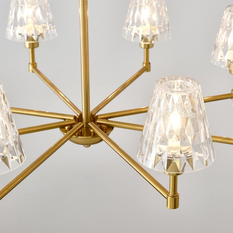 Mid-Century Modern Chandelier Farmhouse Modern Glam Gold Glass Chandelier