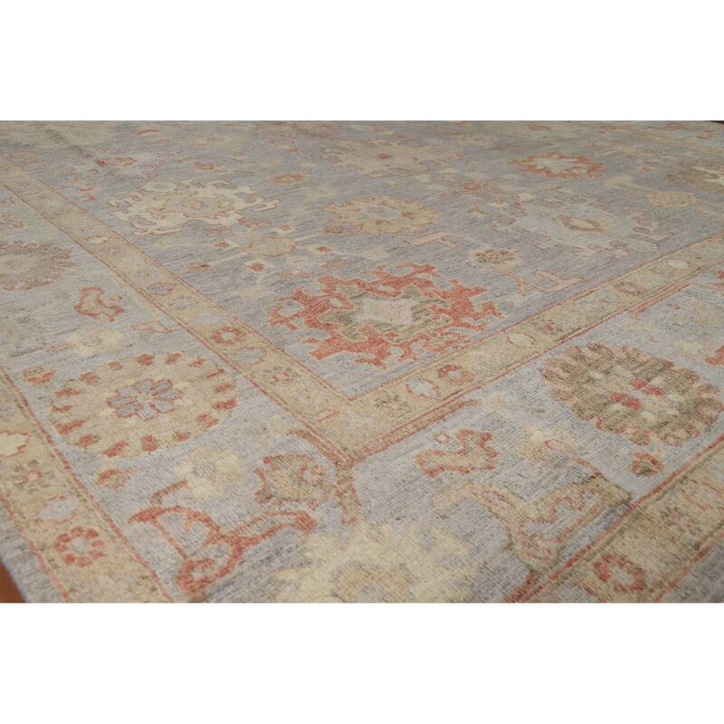 Hand Knotted Oriental 100% Wool Carpet Transitional All-Over Greys & Charcoal Oushak Area Rug - 11' 9'' X 8' 8''
