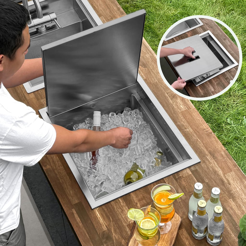 20" Dual-Mount Stainless Steel Insulated Ice Chest Workstation Sink with Dura-Tek Handmade