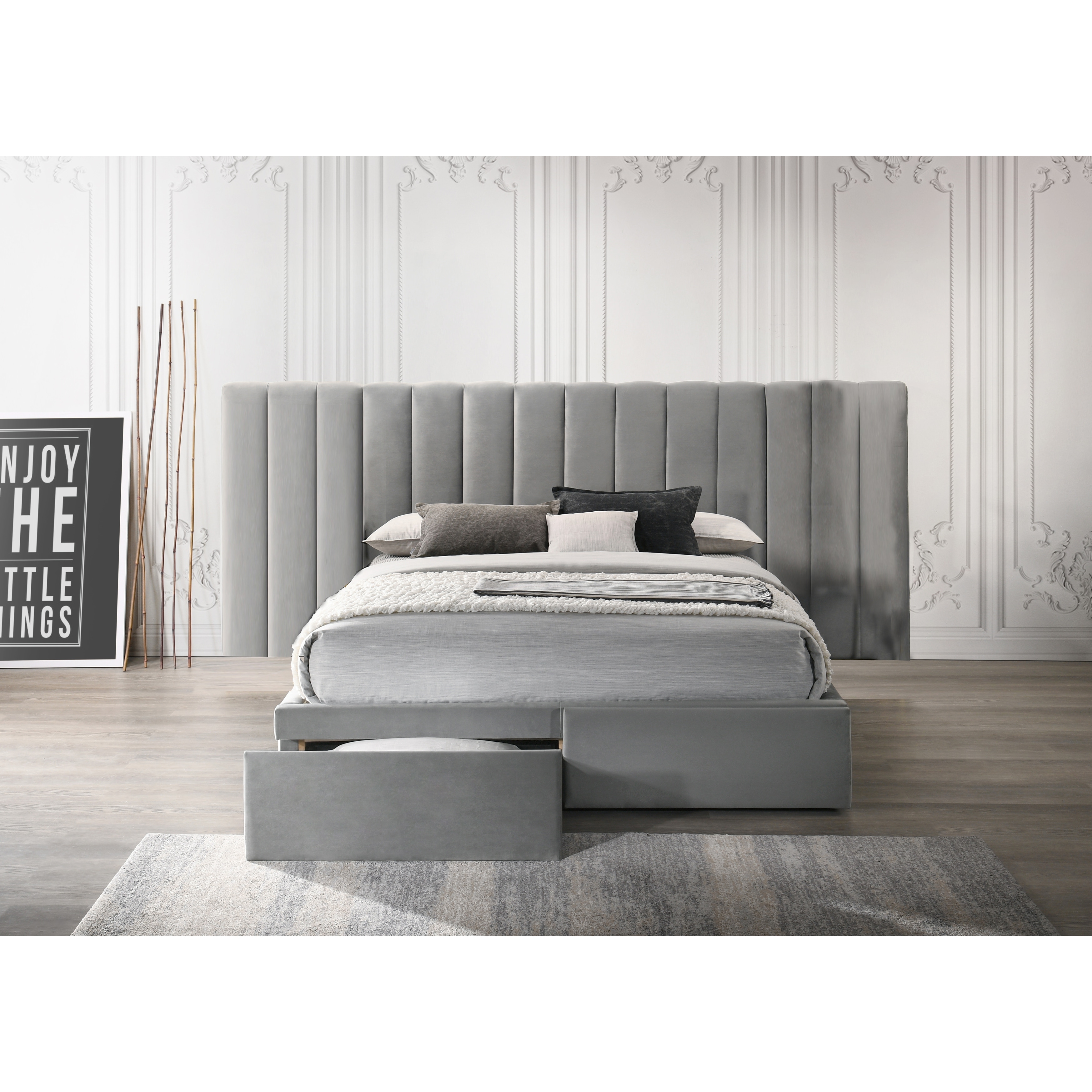 Grey King Size Headboard And Frame - pic-noodle