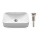 preview thumbnail 21 of 33, Kraus Elavo 19 inch Rectangle Porcelain Ceramic Vessel Bathroom Sink White w/ Satin Nickel Pop Up Drain
