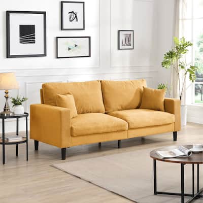 74 inch High Resilience 3 Seater Sofa Wooden Frame Comfy Modern Upholstered Orange