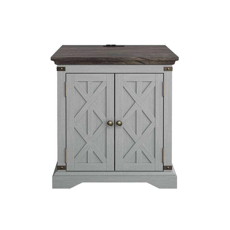 Farmhouse End Table with Charging Station - 25" in Height