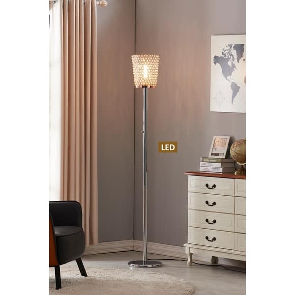 slide 2 of 4, Fifth Avenue Crystal LED Torchiere Floor Lamp, Chrom/Rose Copper Shade - 71.00