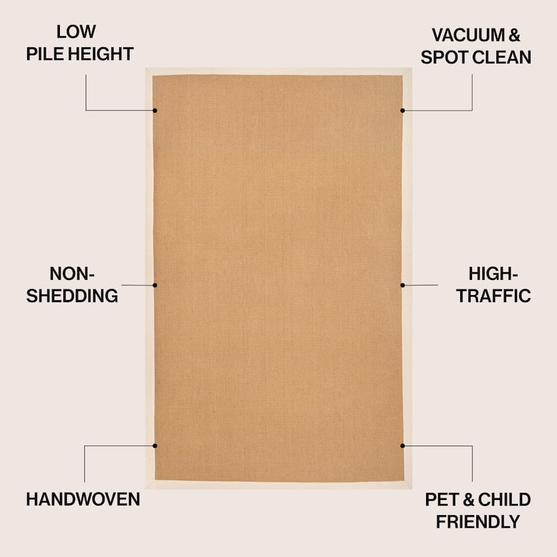 Camden Farmhouse Cottage Border Jute Area Rug