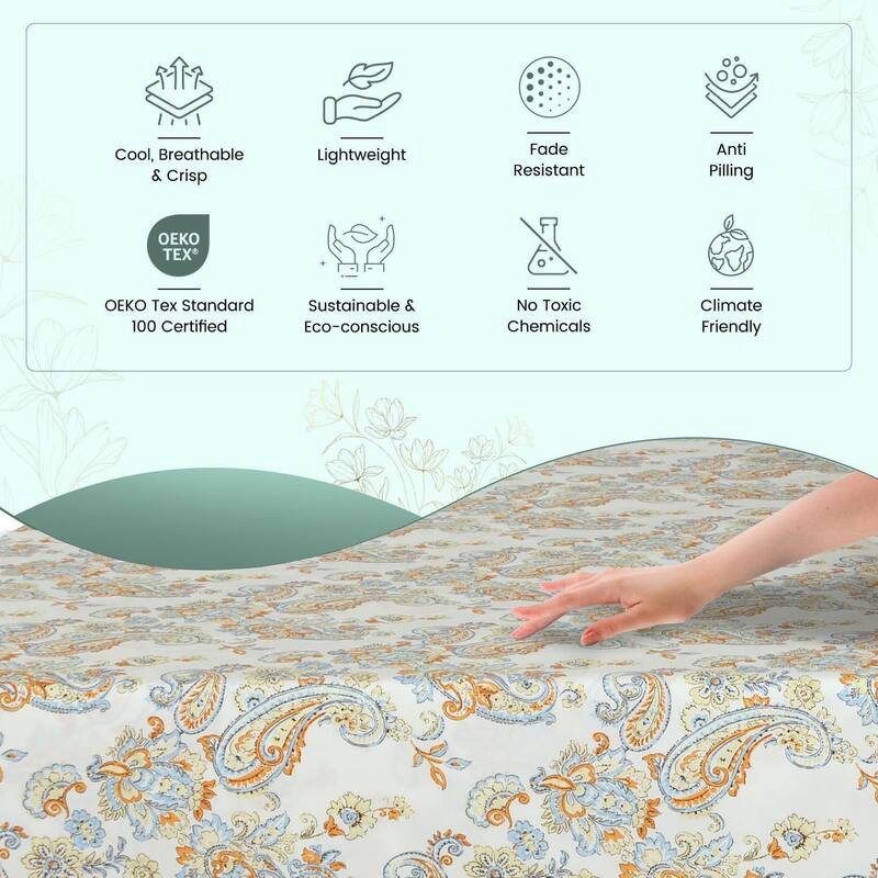 300 Thread Count Cotton Sateen Weave Printed Sheet Set