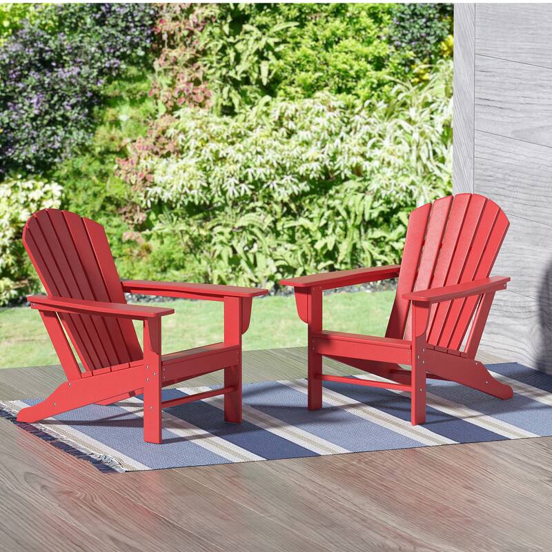 Altura Outdoor Eco-Friendly All Weather Poly Patio Adirondack Chair (Set of 2) - Red