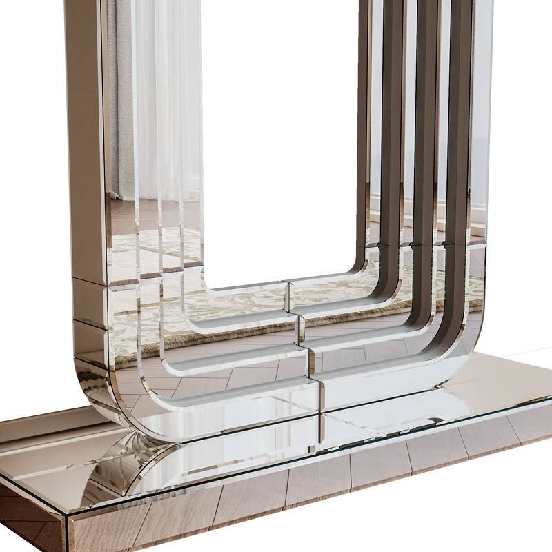 Mirrored 47" Console Table, Silver Entryway Table With U Base