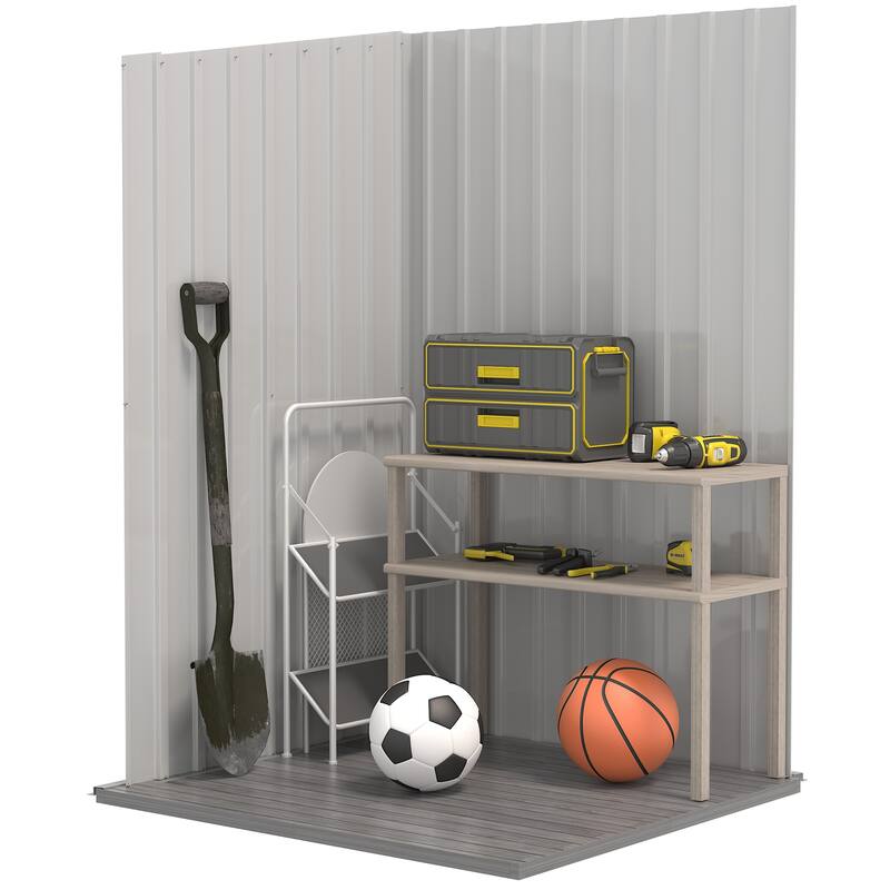 Small Outdoor Garden Storage Shed with Lockable Door and Sloped Roof - 39.25" W x 40.5" D x 57.5"/63" H