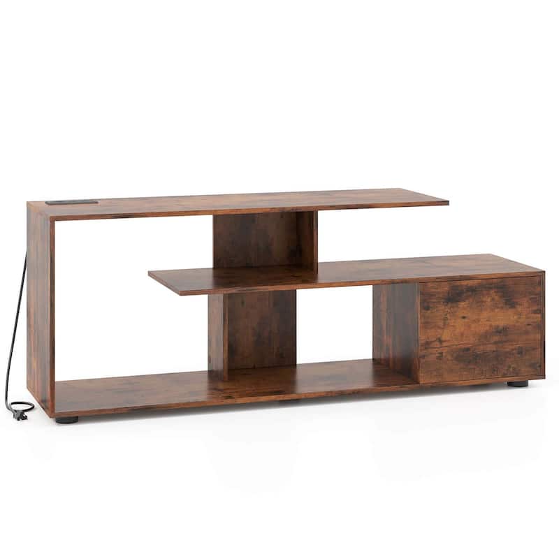 Costway 60" TV Stand with Charging Station Storage Shelves Industrial - See Details