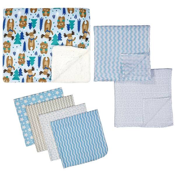 slide 2 of 4, Baby Boys 7 Piece Moose Baby Gift Set, Blue Blue