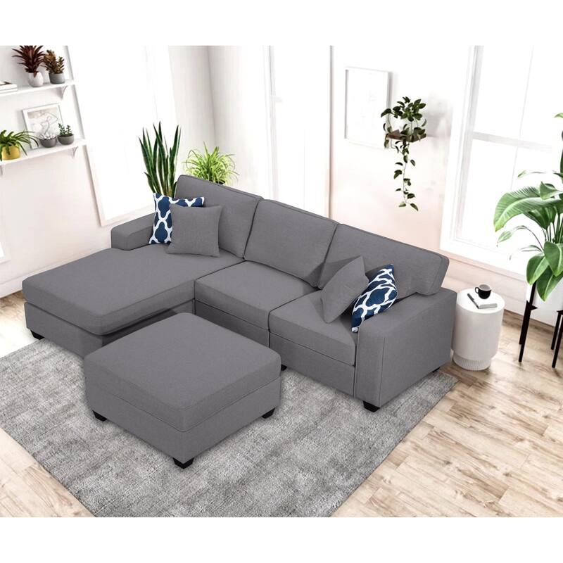 102'' Reversible Modular Sectional Sofa Couche With Ottoman