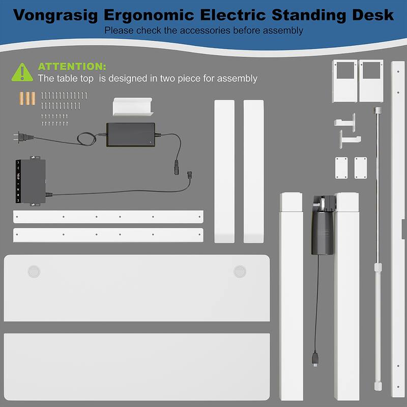 Futzca Height Adjustable Electric Standing Desk Sit Stand Computer Stand up Desk with Splice Board(White)