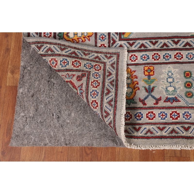 All-Over Geometric Kazak Area Rug Hand-Knotted Wool Carpet - 8'4" x 11'4"