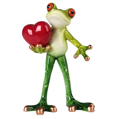 Q-Max 6"H Lovely Tree Frog with Red Heart Statue Animal Decoration Figurine