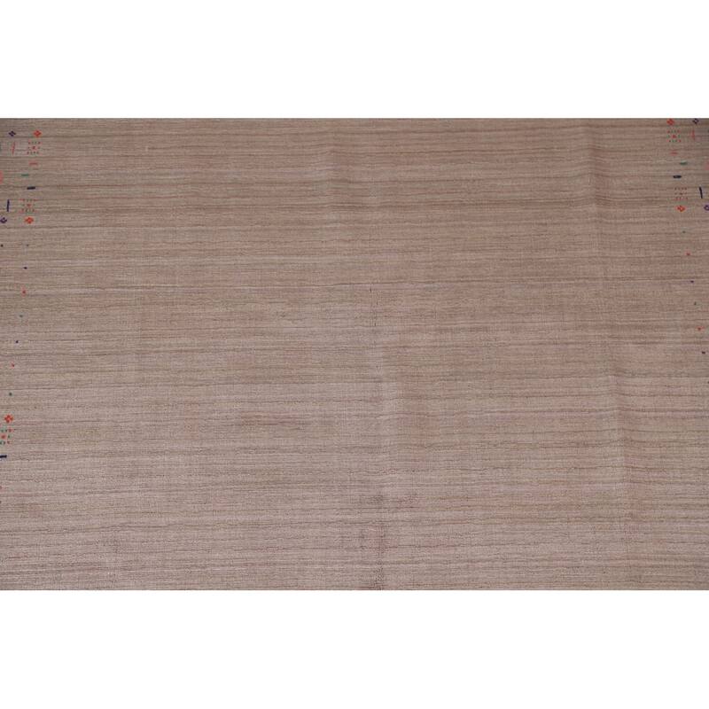 Gabbeh Oriental Area Rug Hand-Knotted Brown Wool Carpet - 7'9"x 9'7"