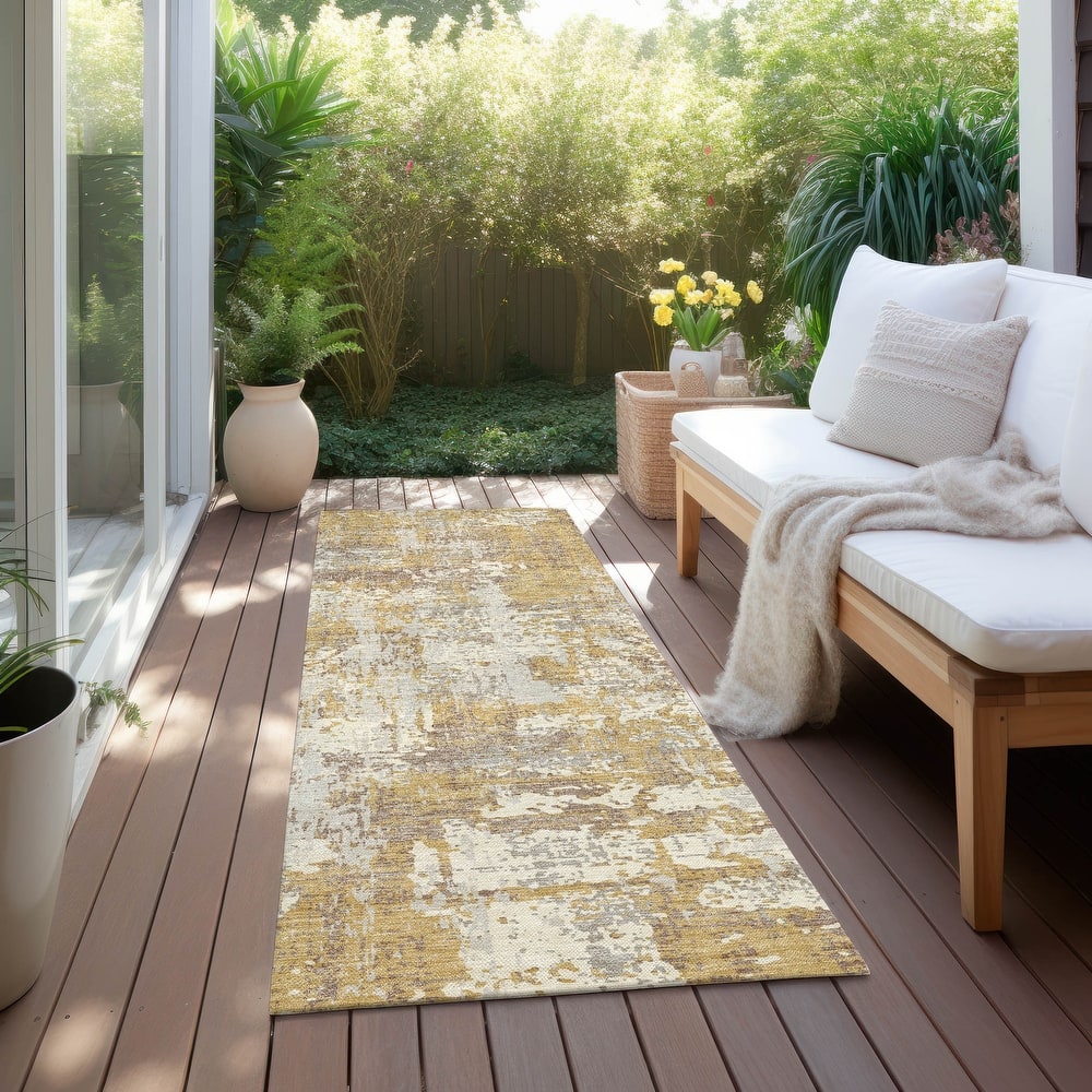 Machine Washable Indoor/ Outdoor Abstract Chantille Rug