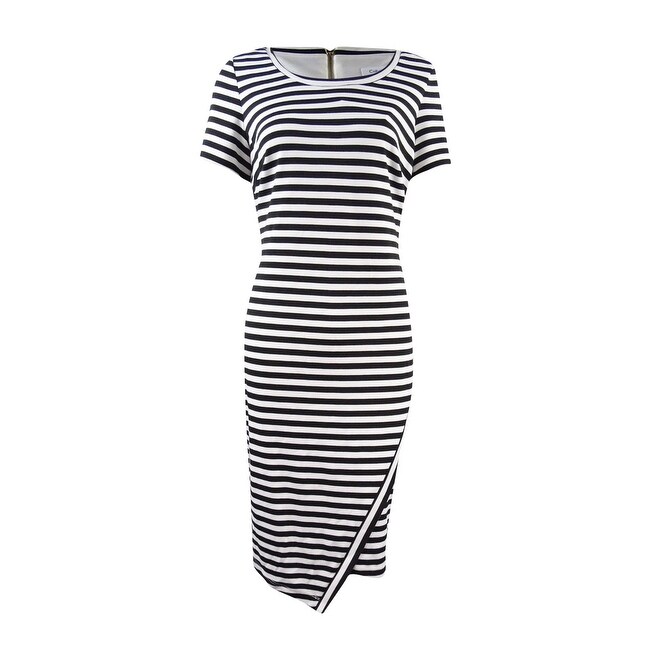 calvin klein black and white striped dress