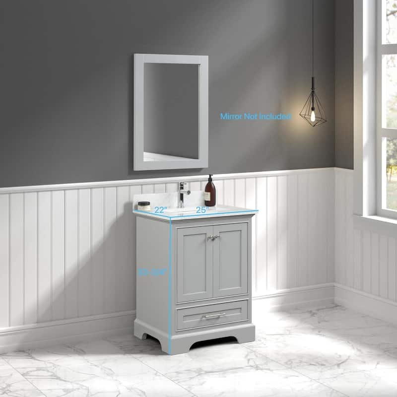 Blossom Copenhagen 24" Solid Wood Bathroom Vanity w/ Marble Top & Sink