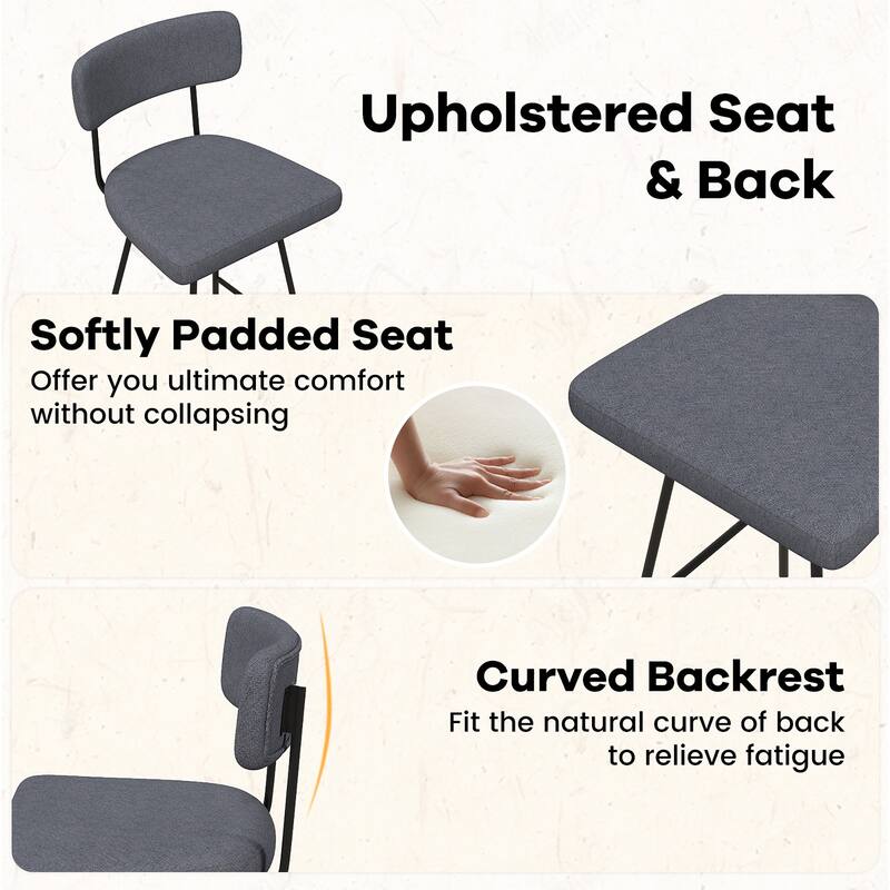 Gymax 2PCS Swivel Bar Stool 25'' Upholstered Bar Height Dining Chair