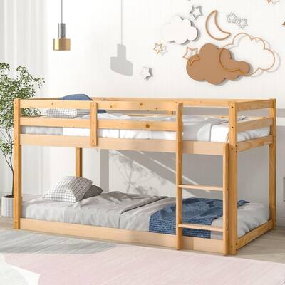 Twin over Twin Low Height Bunk Bed with Ladder