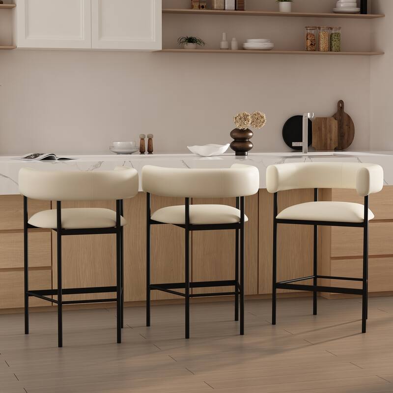 Manhattan Comfort Onda Metal Vegan Leather Counter Stool