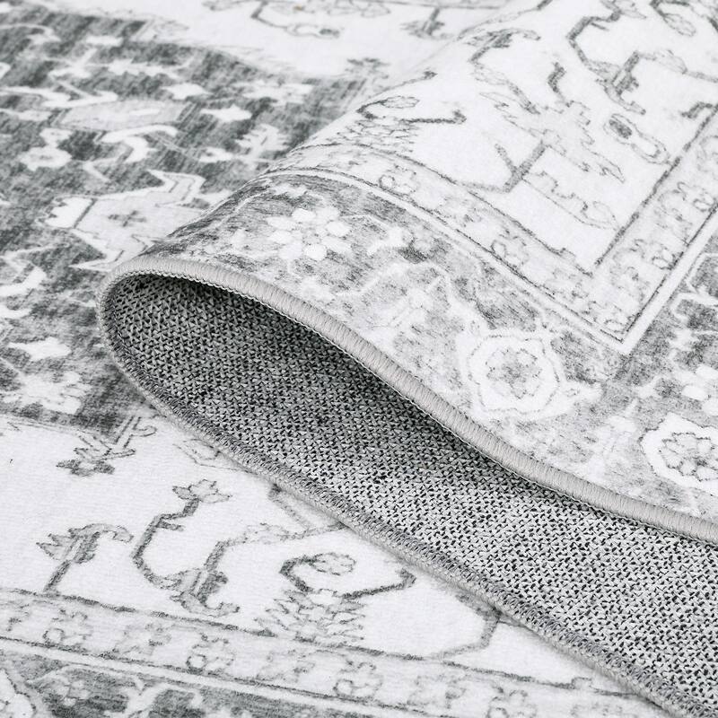 Runner Rug 2x6 Traditional Washable Vintage Medallion Floral Design Area Rug - 2' x 6' Oval