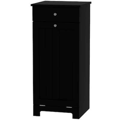 Black Laundry Hamper Cabinet with Tilt Out Hamper Drawer and Foldable Bag MDF for Bathroom Bedroom - 15.7" W x 15" D x 35.4" H