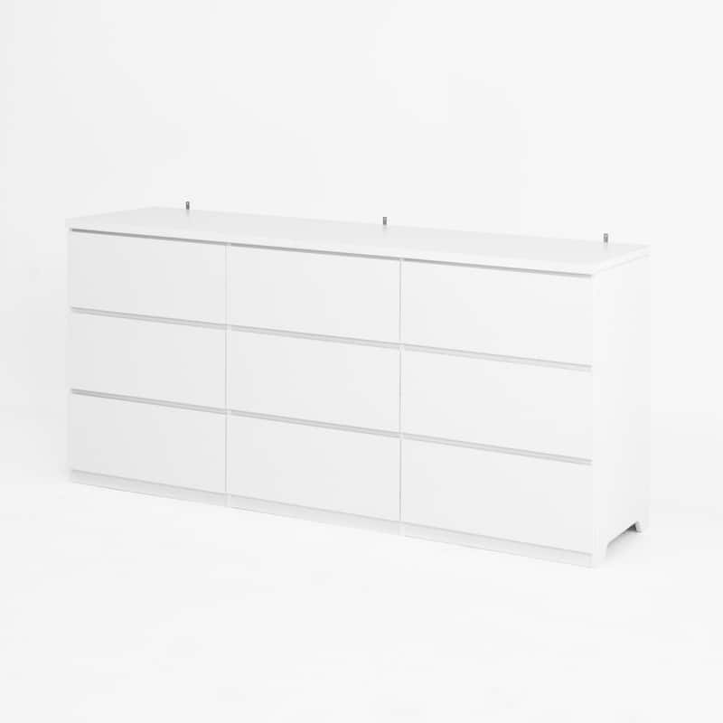 9-Drawer Cabinet for Bedroom, Wide Modern Chest of Drawers with No Handles Design for Living Room & Entryway