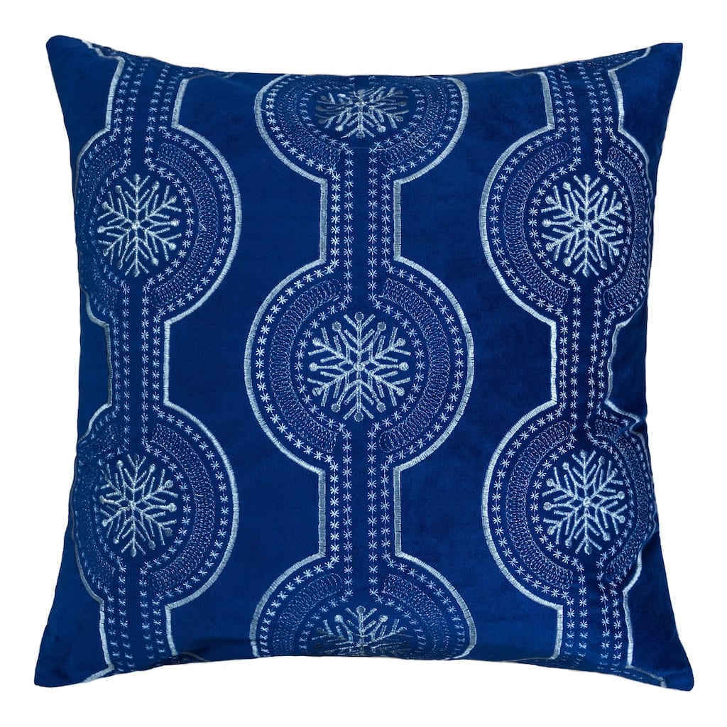 Holiday Blue Velvet Throw Pillow