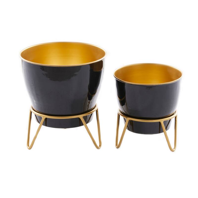 White Metal Planter with Removable Stand (Set of 2) - Blue, Pink, Black or White