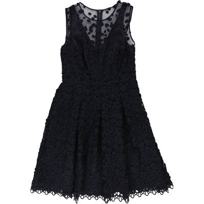 Elie Tahari Womens Jessy Embroidered A-line Dress,, Blue, 4